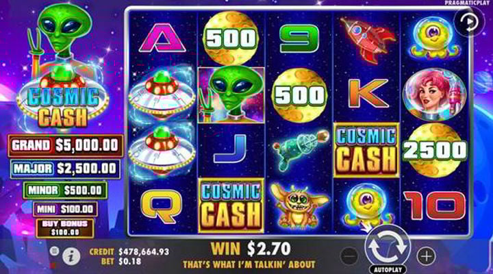Juego base del slot Cosmic Cash Argentina 